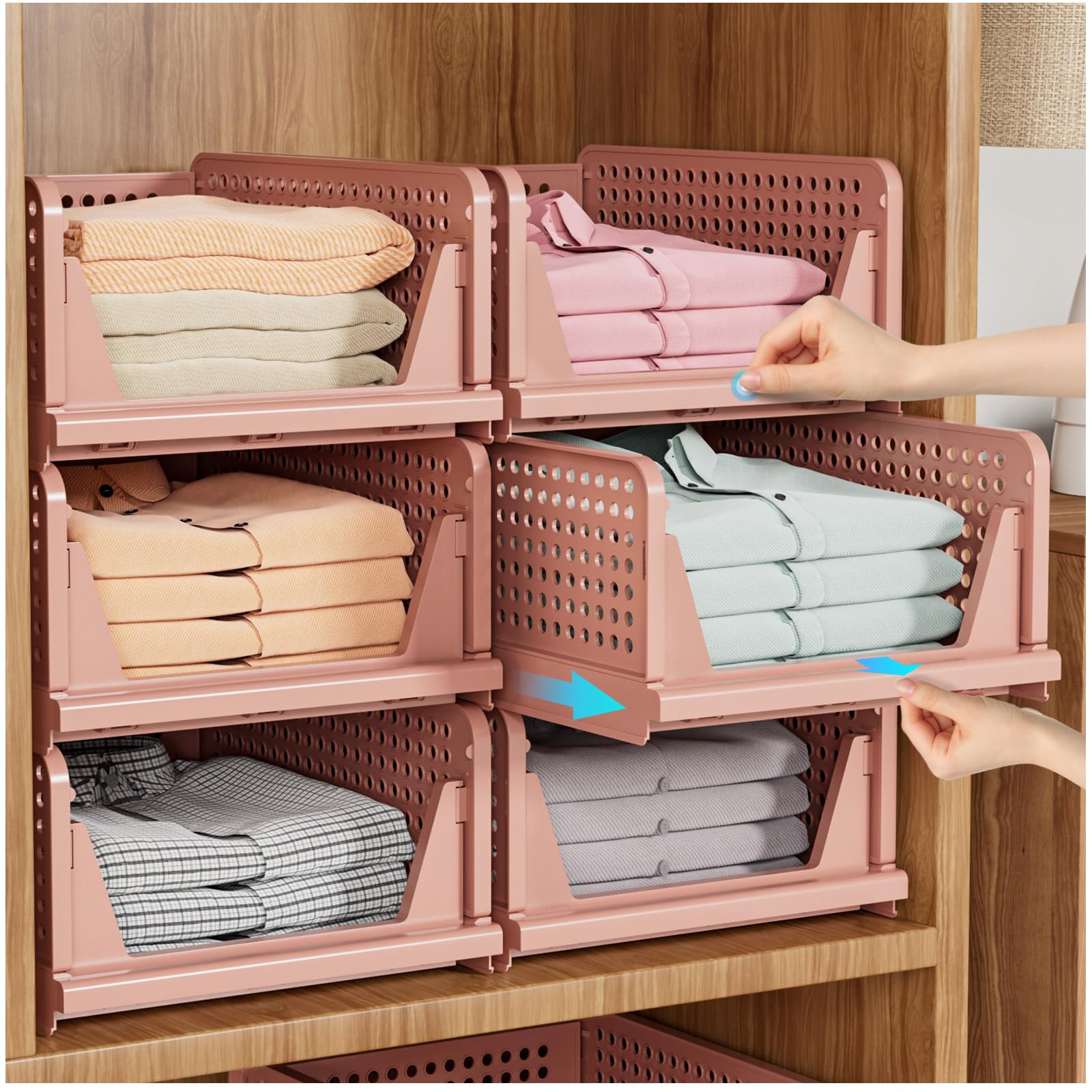 SNSLXH 5 Pack Stackable Closet Organizer Box, Multifunctional & 5